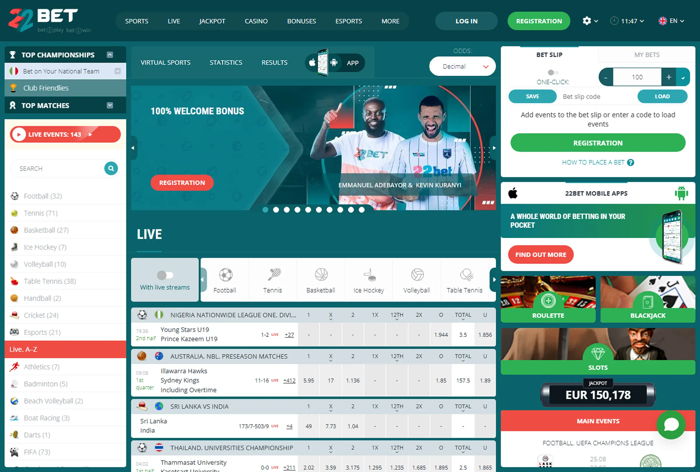 22Bet Online Casino